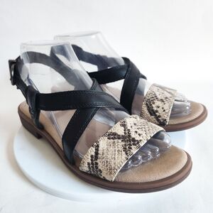 Clarks Declan Spring Black Snakeskin Slingback Leather Sandals Womens Size 6 /36